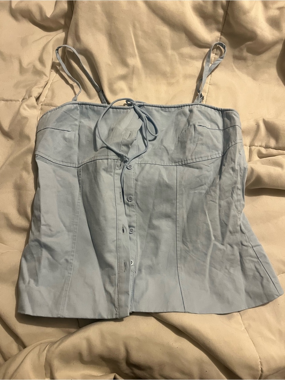 Missguided Light Blue Button-Front Bustier Camisole